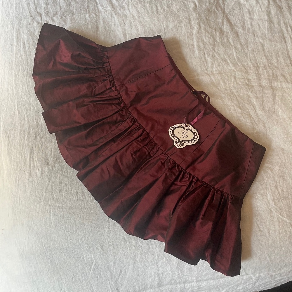 Mirror palais oxblood taffeta mini skirt xxs